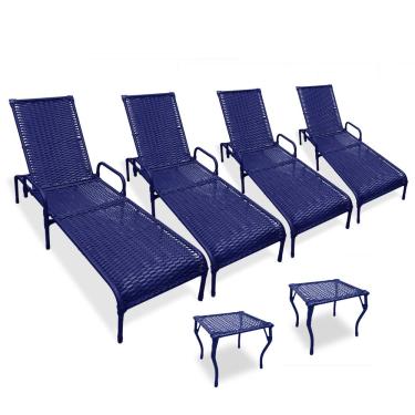 Imagem de Kit 4 Espreguiçadeiras para Piscina Catar + 2 mesas