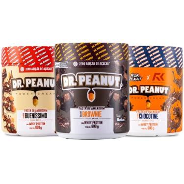 Imagem de Kit 3x Pasta de Amendoim 600g com Whey Protein - Dr Peanut BROWNIE-BUENISSIMO-CHOCOTINE