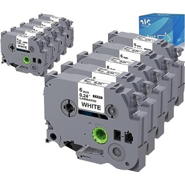 Imagem de Pacote com 10 fitas adesivas de substituição Weemay TZe-211 para Brother P-Touch, fita branca laminada de 6 mm para etiquetadora PT-D200/PTD220/PTD600/PT-D410/PTH110BP, 0,6 cm x 26,2'