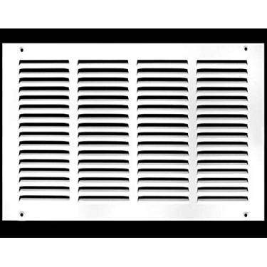 Imagem de HVAC Premium Grade de ar de retorno de aço com estampa plana de 45 x 35 cm [abertura do duto] - parede lateral e teto - tampa do duto de ventilação HVAC - branca [dimensões externas: 40 cm L x 48 cm