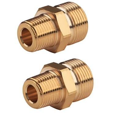Imagem de Pacote com 2 adaptadores de lavadora de pressão macho M22 para NPT de 3/8 pol. Encaixe de rosca de tubo de latão 4500 PSI compatível com Simpson, Generac, Briggs Stratton etc