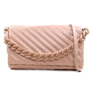 Imagem de Bolsa Feminina Transversal Maria Milão Acolchoada Corrente Rosê-Feminino