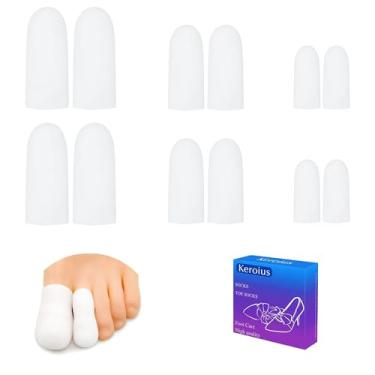 Imagem de Keroius 6 pares de protetores de bico de silicone para dedos de martelo, protetores de dedo do pé macios para mulheres e homens, mangas para calos, bolhas e calos