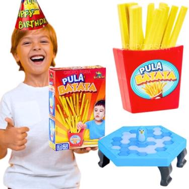 Imagem de Kit 2 jogos de tabuleiro infantil educativos pedagogicos Pula Batata presente menino menina brinquedo criança 5 anos + Jogo Pinguim Numa Fria Quebra Gelo Art Brink