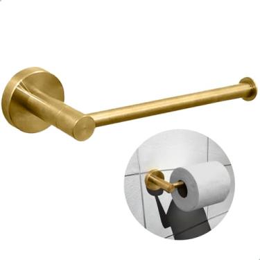 Imagem de Dona D Cor, Porta Papel Higiênico Dourado Escovado Papeleira Banheiro Luxo Suporte De Parede Aço Inox 304 Fosco Acessorio Lavabo Gold Alto Padrão