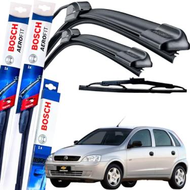 Imagem de Palheta Limpador Parabrisa Bosch Aerofit Par de Palheta Limpadora Dianteiro + Traseiro Gm corsa hatch 2004 à 2012