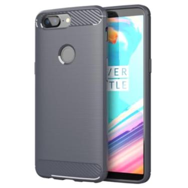 Imagem de Capa de telefone com absorção de choque para Oneplus 5T 1 capas macias de fibra de carbono TPU, cinza, para Oneplus 5T