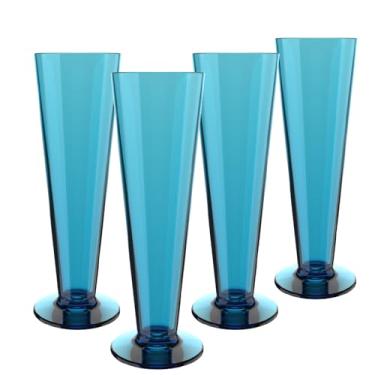 Imagem de DRINIQUE Copo de cerveja inquebrável Pilsner (400 ml - Conjunto de 4) Azul