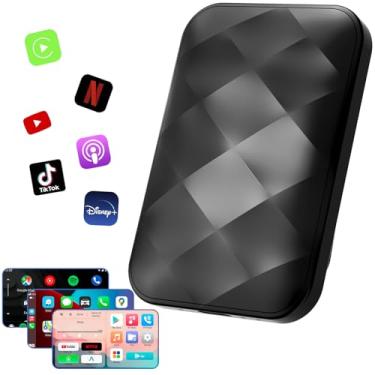 Imagem de KE'VERSO Adaptador sem fio CarPlay e adaptador sem fio automático Android para iPhone, dispositivo de streaming Magic Ai Box para carros com CarPlay com fio OEM, suporte Magic Link CarPlay Netflix,
