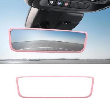 Imagem de Ohleats Moldura protetora de espelho retrovisor de carro, capa de proteção de borda traseira de silicone compatível com o modelo 3 modelo Y, decoração de moldura de acabamento interno retrovisor,