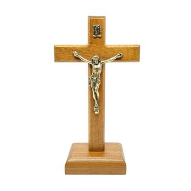Imagem de Crucifixo de Mesa Madeira Clara 12 cm