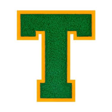 Imagem de Remendos de letras de ferro de 11,4 cm verde chenille remendos de letras grandes do time universitário adesivos de jaqueta Letterman para roupas (T)