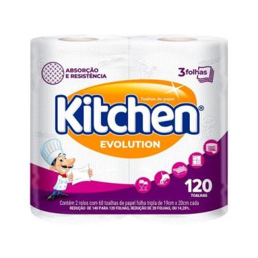 Imagem de Papel Toalha Folha Tripla Kitchen Evolution 2 Unidades