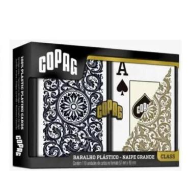 Imagem de Baralho Plástico Preto Dourado Grande Duplo Class Copag