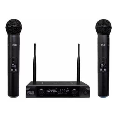 Imagem de Microfones Dylan UDX-02 Multi Dinâmico Cardioide Preto Sem Fio