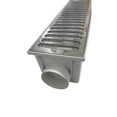 Imagem de Grelha Pluvial modelo 15x50 Inox c/ Caixa Coletora Modular Branca Mult