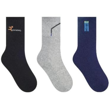 Imagem de Kit 3 Pares Meia Esportiva Cano Longo Algodão Selene 4082, 39-43, Pret