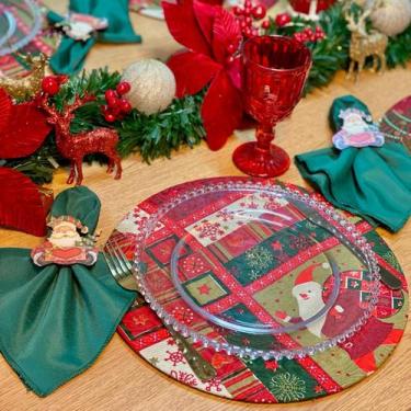 Imagem de Kit Mesa Posta Sousplat Completo de Natal Natalino Estampado - MUMUDEC