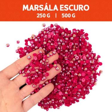 Imagem de Meia Pérola Irisada Marsala Escuro - 128 - Pacote com 500/250 Gramas  