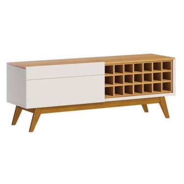 Imagem de Rack Classic AD 1.4 Off White com Nature - Imcal Móveis