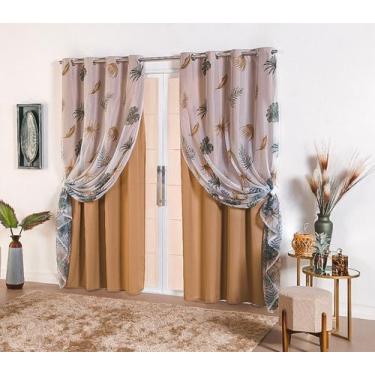 Imagem de Cortina De Oxford Com Voil Estampada Sala E Quarto 280 X 230 - Cris En