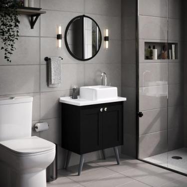 Imagem de Conjunto de Banheiro com Pé Paris, Espelheira, Tampo e Cuba em Mármore