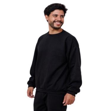 Imagem de Blusa Moletom Gola Careca Masculina - Preta - Ast Store, P, Preto