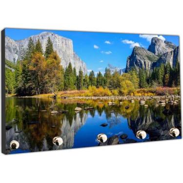 Imagem de Porta Chaves Paisagens Árvores Lago Montanhas Natureza Organizador Cha