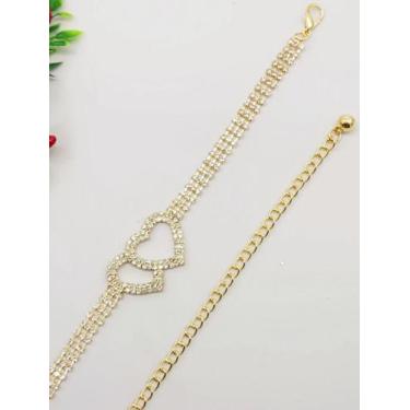 Imagem de Cinto Metal Com Strass Fino Para Passeios Em Formato Coração BBH-T80 -