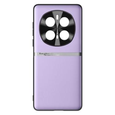 Imagem de POYUFRG Capa ultrafina para Honor Magic 7 Pro/7, capa de proteção de lente de couro com tudo incluído, borda macia, à prova de choque, capa lisa, roxa, 7pro