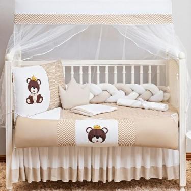 Imagem de Kit berço modelo king urso com edredom e lençol de algodão confortavel