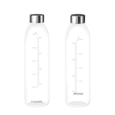 Imagem de PHILIPS Garrafas de água de vidro, garrafas de vidro transparente reutilizáveis com tampas, garrafas de suco de aço inoxidável, sem BPA, grau alimentício e à prova de vazamento, garrafas de viagem
