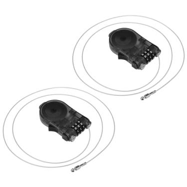 Imagem de PATIKIL Trava de cabo retrátil de 9 metros, pacote com 2 cabos de aço de 3 dígitos, portátil, redefinível, cadeado de código ajustável para uso ao ar livre em bicicleta, preto