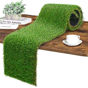 Imagem de GLOBREEN Corredor de Mesa de Grama Artificial, Planta de Vegetação Falsa, Peça Central de Decoração para Festa, Casamento, Aniversário, 12 "X 60"