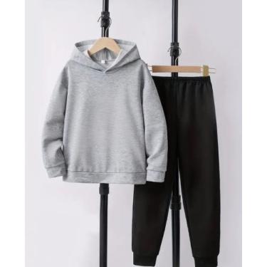 Imagem de Conjunto moletom pelúciado juvenil blusa com capuz e calça com punho -