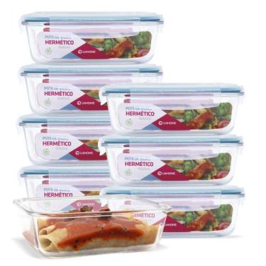 Imagem de KIT 8 Potes de Vidro Retangular com Tampa Hermética 1040ml - U4home, A