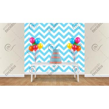 Imagem de Painel em Jacquard Estampado Chevron Azul Bebê, 2,00 x 2,80, 2,00 x 2,