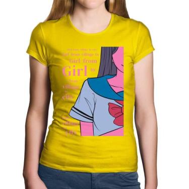 Imagem de Baby Look Algodão Girl From Village To City - Foca na Moda, Amarelo, M