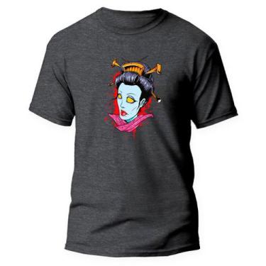 Imagem de  Camiseta Basica Algodão Premium Estampada Zombie Gueixa - Pavesi, Gra