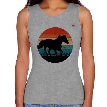 Imagem de Regata Feminina Cavalo Vintage Sunset - Foca na Moda, Cinza, M