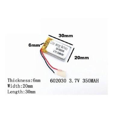 Imagem de Bateria  3,7v 350mah 6mm X 20mm X 30mm Com 2 Fios 602030 - - KMIG