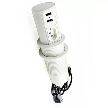 Imagem de Mini Torre Totem Automatico 1 Tomada 20a 2 Usb - Branco - QTMOV