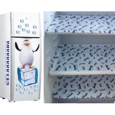 Imagem de Kit 3 Toalhas para Geladeira Pinguim + Cartela de Adesivos Pinguim Gel