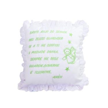 Imagem de Almofada Decorativa Santo Anjo c/ Lese Para Quarto de Bebê Menina Meni