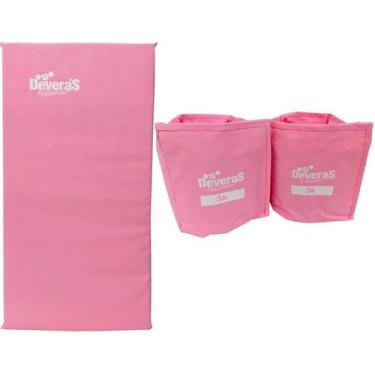 Imagem de kit par de caneleira peso tornozeleira 3 kg e colchonete de ginastica 