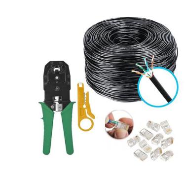 Imagem de Kit 50 Metros De Cabo Rede +20 Plug Rj45 +1 Alicate Crimpar - MERCADAO