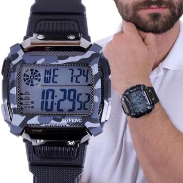 Imagem de Relógio Masculino  Xufeng Visor Com Números Grande Preto Camuflado