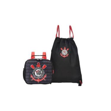 Imagem de Kit Lancheira Bolsa Térmica+Mochila Saco Corinthians Timão - Xeryus
