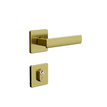Imagem de Fechadura 3f linha design roseta quadrada inox externa - latonado oxid