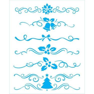 Imagem de Stencil Natal Litoarte 25 X 20 cm - STRN - 012 Fitas, Laços, Arabescos